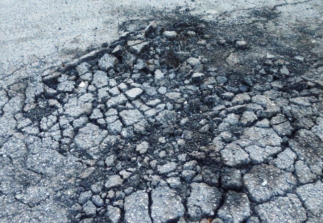 cracked asphalt road